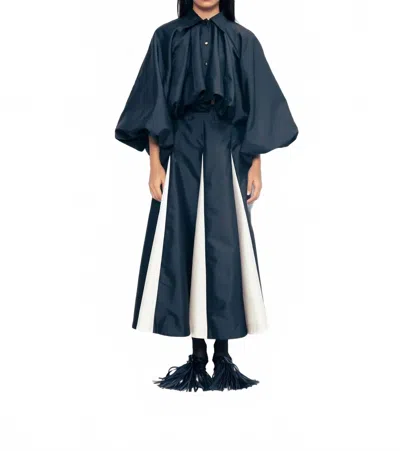 Lovebirds Godet Midi Skirt In Onyx Ivory In Blue