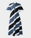 Lovebirds Gravity Striped Cotton Midi Shirtdress In Blue