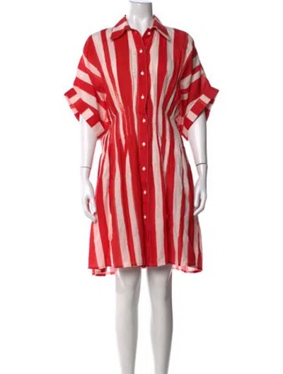 Pre-owned Lovebirds Linen Knee-length Dress In Red