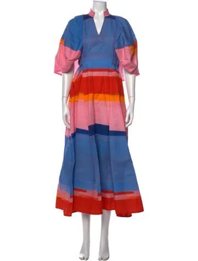 Pre-owned Lovebirds Linen Long Dress In Multi