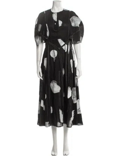 Pre-owned Lovebirds Linen Midi Length Dress In Blue