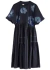 Lovebirds Merry Sequin-embellished Cotton-blend Midi Dress In Navy