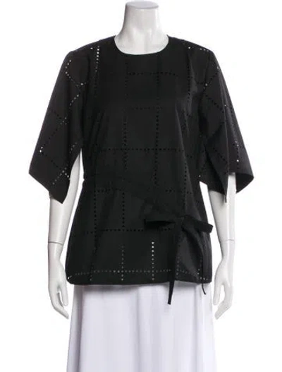 Pre-owned Lovebirds Patterned Crew Neck Top In Black