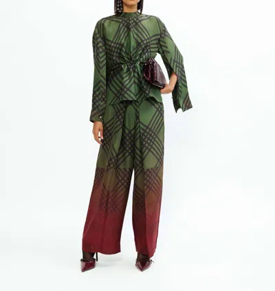 Lovebirds Plaid Ombre Pants In Hunter Green Tartan