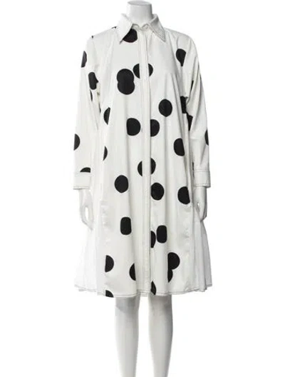 Pre-owned Lovebirds Polka Dot Print Midi Length Dress In White
