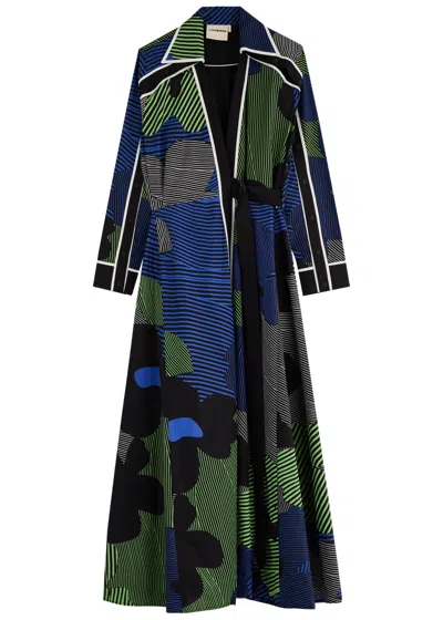 Lovebirds Printed Cotton-poplin Midi Wrap Dress In Multicoloured