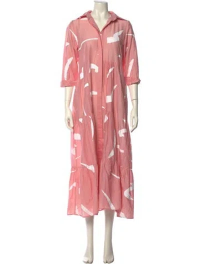 Pre-owned Lovebirds Printed Long Dress In Pink