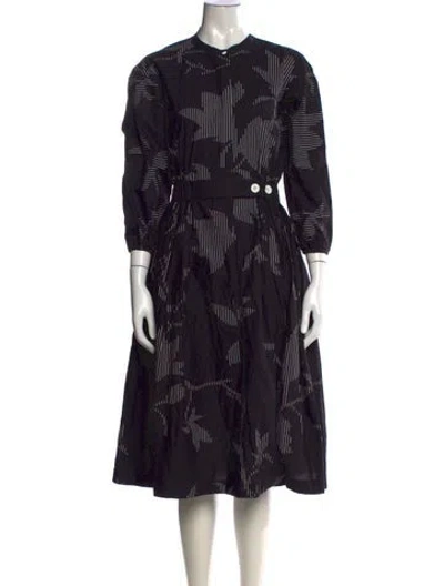 Pre-owned Lovebirds Printed Midi Length Dress In Black