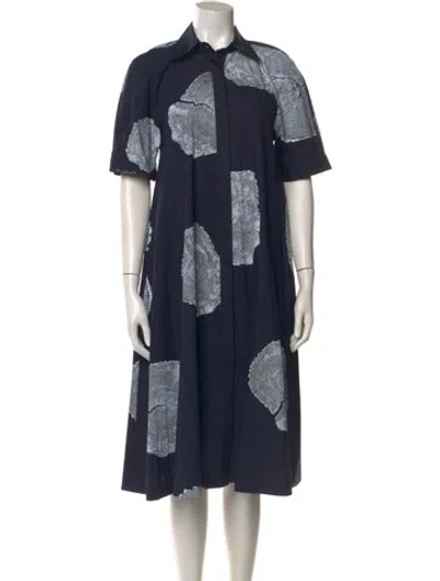 Pre-owned Lovebirds Printed Midi Length Dress In Blue