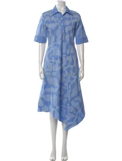 Pre-owned Lovebirds Printed Midi Length Dress In Blue