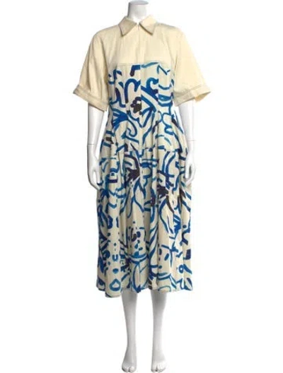 Pre-owned Lovebirds Printed Midi Length Dress In Neutral