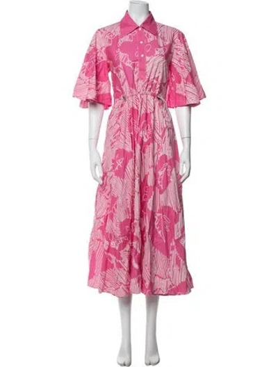 Pre-owned Lovebirds Printed Midi Length Dress In Pink