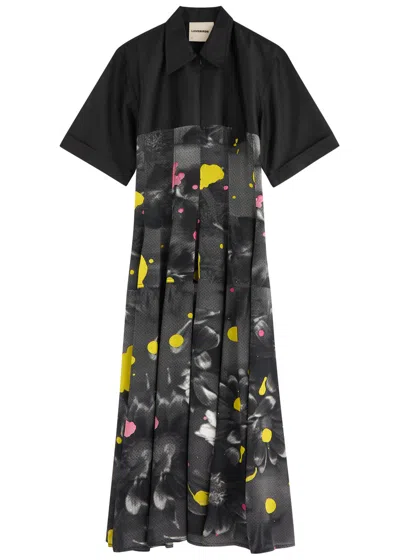 Lovebirds Printed Silk Midi Dress In Multicoloured