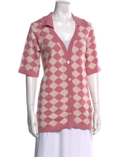 Pre-owned Lovebirds Printed V-neck Tunic In Pink