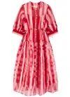 Shop Lovebirds Rachel Striped Chiffon Midi Dress In Pink