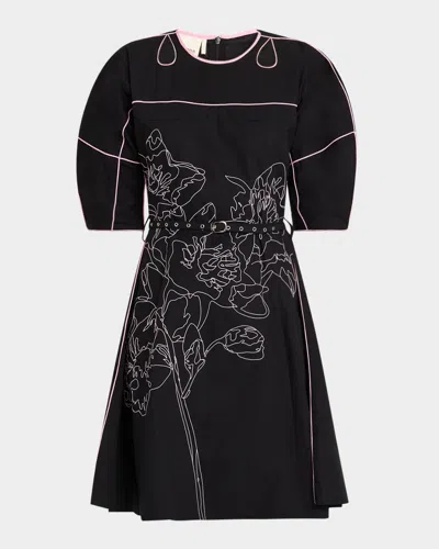 Lovebirds Sahara Cutout Floral-embroidered Dress In Black