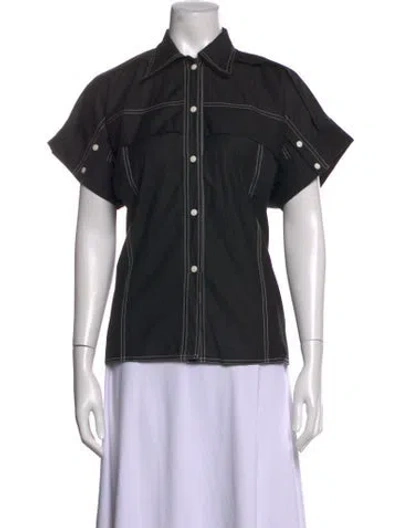 Pre-owned Lovebirds Short Sleeve Button-up Top In Black