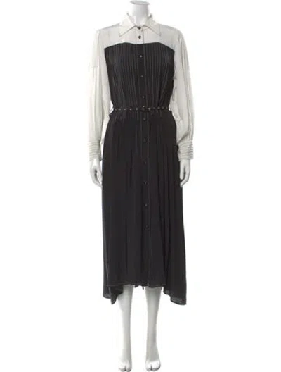 Pre-owned Lovebirds Silk Long Dress In Black