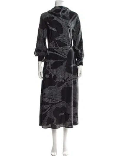 Pre-owned Lovebirds Silk Midi Length Dress In Black