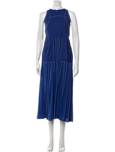 Pre-owned Lovebirds Silk Midi Length Dress In Blue