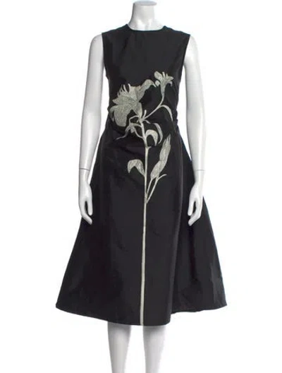 Pre-owned Lovebirds Silk Midi Length Dress W/ Tags In Black