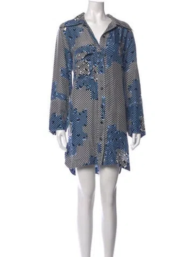Pre-owned Lovebirds Silk Mini Dress In Blue