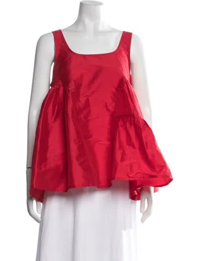 Pre-owned Lovebirds Silk Scoop Neck Top In Red