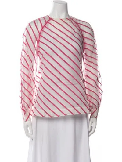 Pre-owned Lovebirds Silk Striped Top In Pink