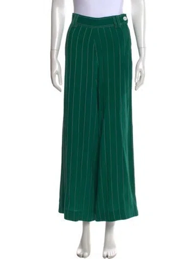 Pre-owned Lovebirds Silk Wide Leg Pants In Green