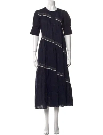 Pre-owned Lovebirds Striped Long Dress In Blue