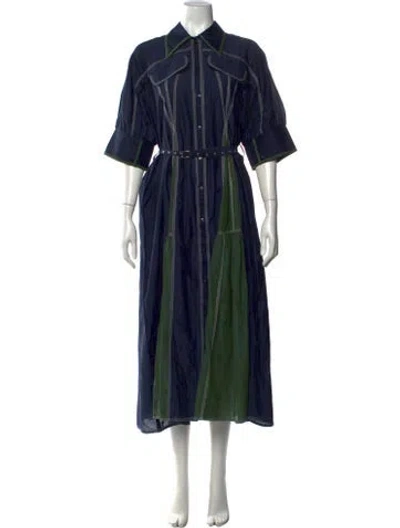 Pre-owned Lovebirds Striped Long Dress In Blue