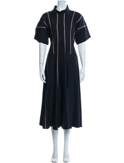 Pre-owned Lovebirds Striped Midi Length Dress In Blue