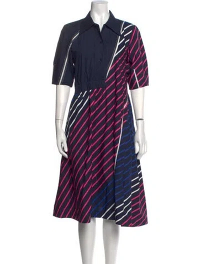 Pre-owned Lovebirds Striped Midi Length Dress In Blue