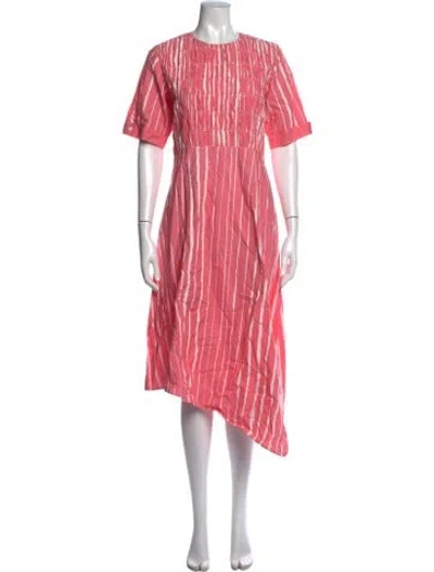 Pre-owned Lovebirds Striped Midi Length Dress In Pink