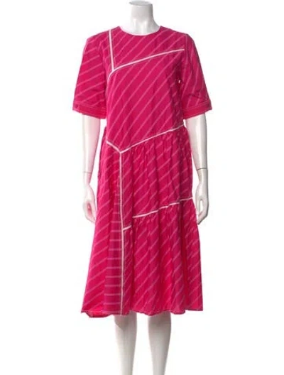 Pre-owned Lovebirds Striped Midi Length Dress W/ Tags In Pink