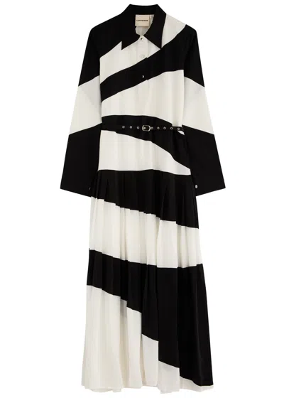 Lovebirds Striped Pleated In Black And White
