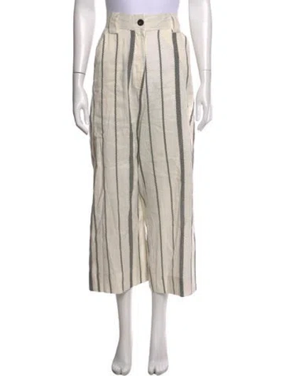 Pre-owned Lovebirds Striped Wide Leg Pants In Neutrals