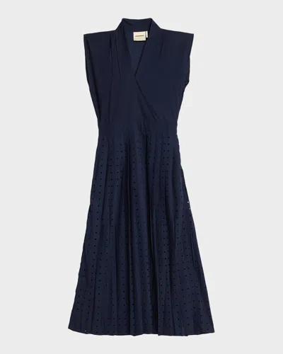 Lovebirds Talis Pleated Cutout Midi Dress In Blue