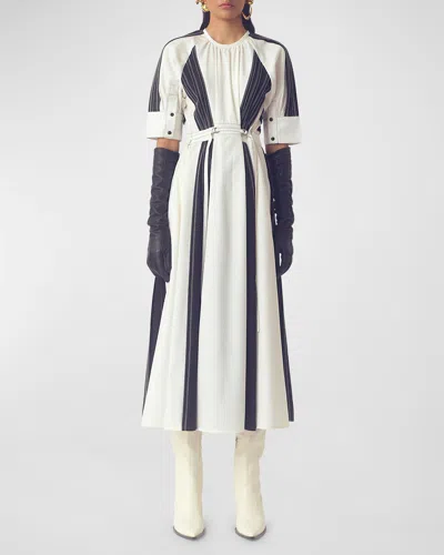 Lovebirds The Cinched Colorblock A-line Midi Dress In Black And White |  ModeSens