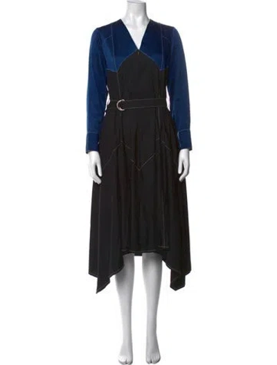 Pre-owned Lovebirds V-neck Long Dress In Black
