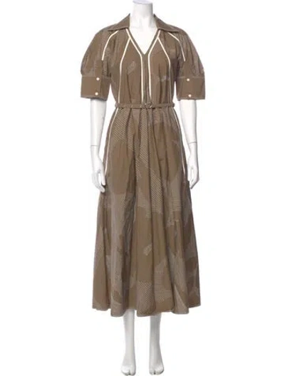 Pre-owned Lovebirds V-neck Long Dress In Neutral