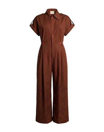 Lovebirds Woman Jumpsuit Brown Size S Polyester, Viscose