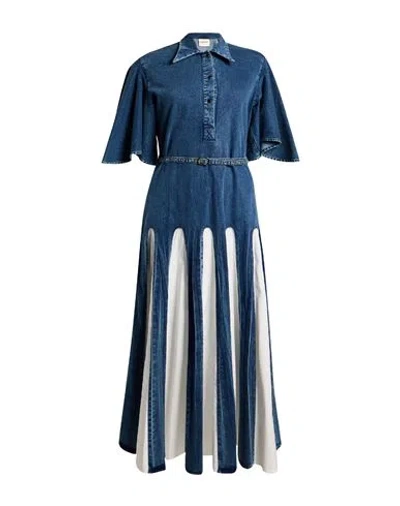 Lovebirds Woman Maxi Dress Blue Size S Cotton