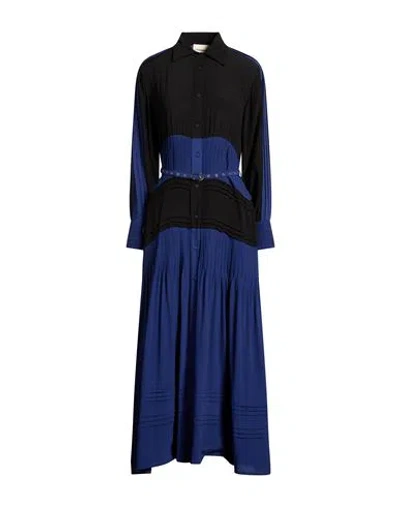 Lovebirds Woman Maxi Dress Bright Blue Size S Silk