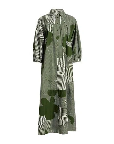 Lovebirds Woman Maxi Dress Dark Green Size L Cotton