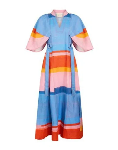 Lovebirds Woman Maxi Dress Light Blue Size Xs Linen, Cotton