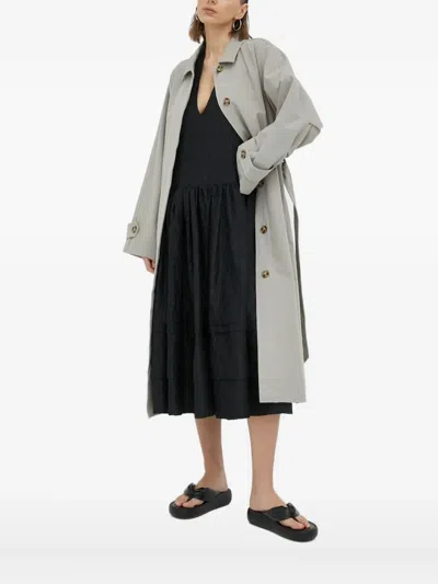 Lovechild Janine Belted Trench Coat In Gray