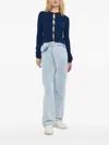 Lovechild Ribbed Button Cardigan In Blue