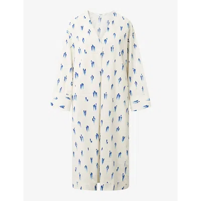 Lovechild Womens Blue Drops Noelle Drop-print Cotton Maxi Dress