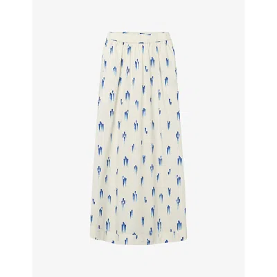 Lovechild Womens Blue Drops Vera Drop-print Cotton Maxi Skirt